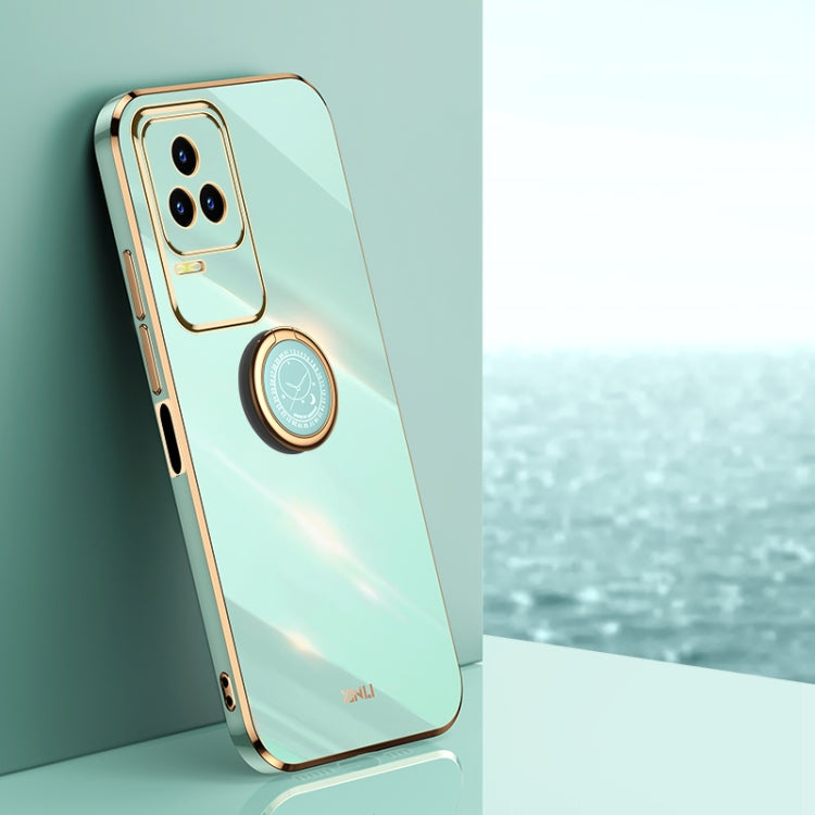XINLI Straight Edge 6D Electroplate TPU Phone Case with Ring Holder