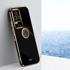 XINLI Straight Edge 6D Electroplate TPU Phone Case with Ring Holder