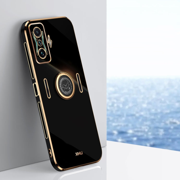 XINLI Straight Edge 6D Electroplate TPU Phone Case with Ring Holder