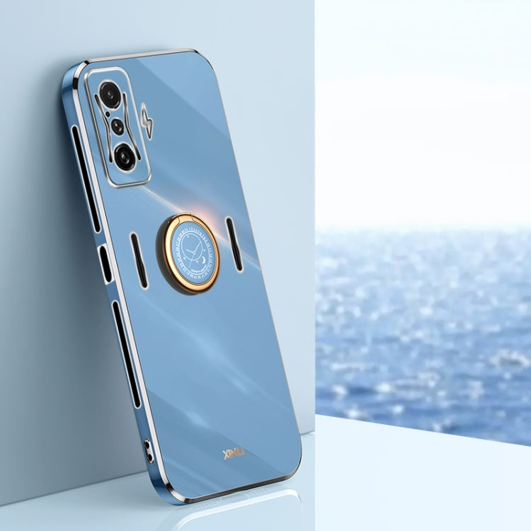 XINLI Straight Edge 6D Electroplate TPU Phone Case with Ring Holder