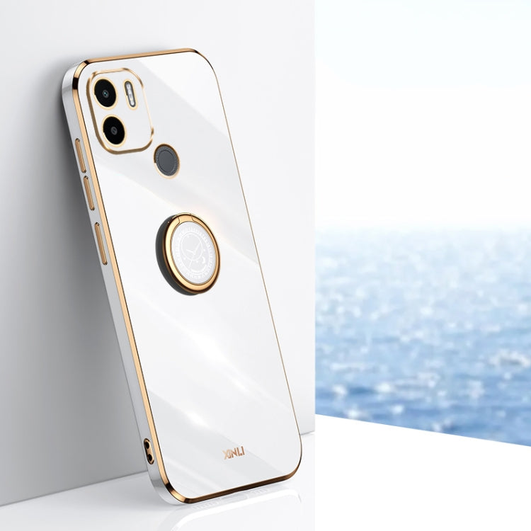 XINLI Straight Edge 6D Electroplate TPU Phone Case with Ring Holder