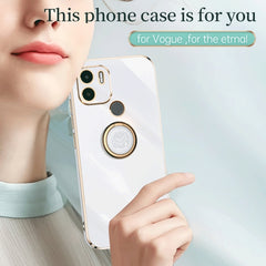 XINLI Straight Edge 6D Electroplate TPU Phone Case with Ring Holder
