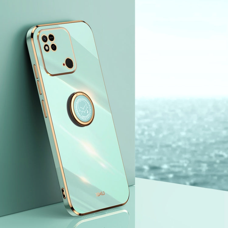 XINLI Straight Edge 6D Electroplate TPU Phone Case with Ring Holder