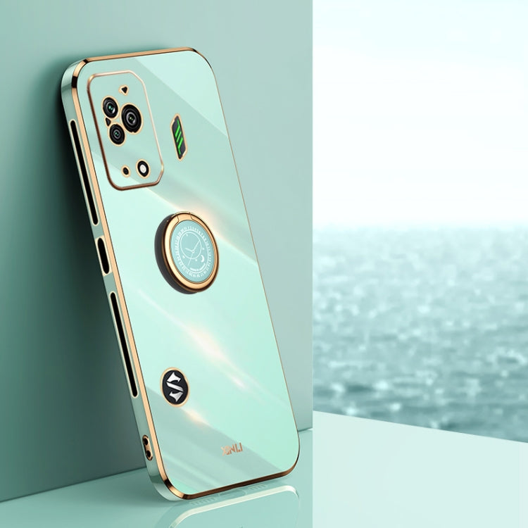 XINLI Straight Edge 6D Electroplate TPU Phone Case with Ring Holder, For Xiaomi Black Shark 5, For Xiaomi Black Shark 5 Pro