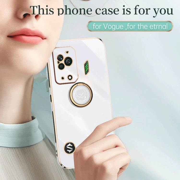 XINLI Straight Edge 6D Electroplate TPU Phone Case with Ring Holder, For Xiaomi Black Shark 5, For Xiaomi Black Shark 5 Pro