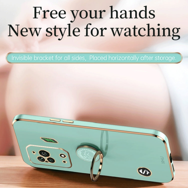XINLI Straight Edge 6D Electroplate TPU Phone Case with Ring Holder, For Xiaomi Black Shark 5, For Xiaomi Black Shark 5 Pro
