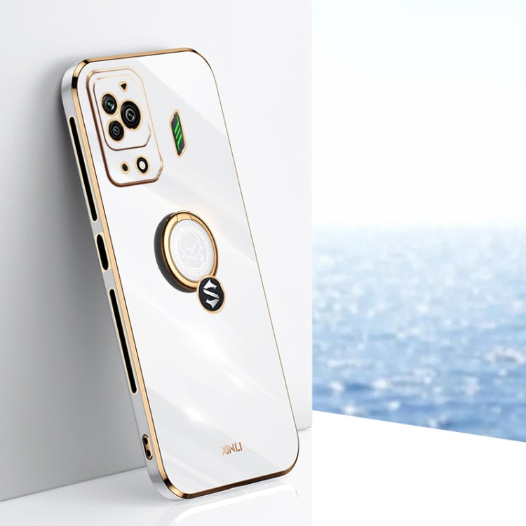 XINLI Straight Edge 6D Electroplate TPU Phone Case with Ring Holder, For Xiaomi Black Shark 5, For Xiaomi Black Shark 5 Pro