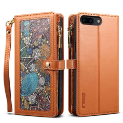 ESEBLE Star Series Lanyard Zipper Wallet RFID Leather Case, For iPhone XR, For iPhone 8 Plus / 7 Plus, For iPhone 6s / 6, For iPhone 6s Plus / 6 Plus
