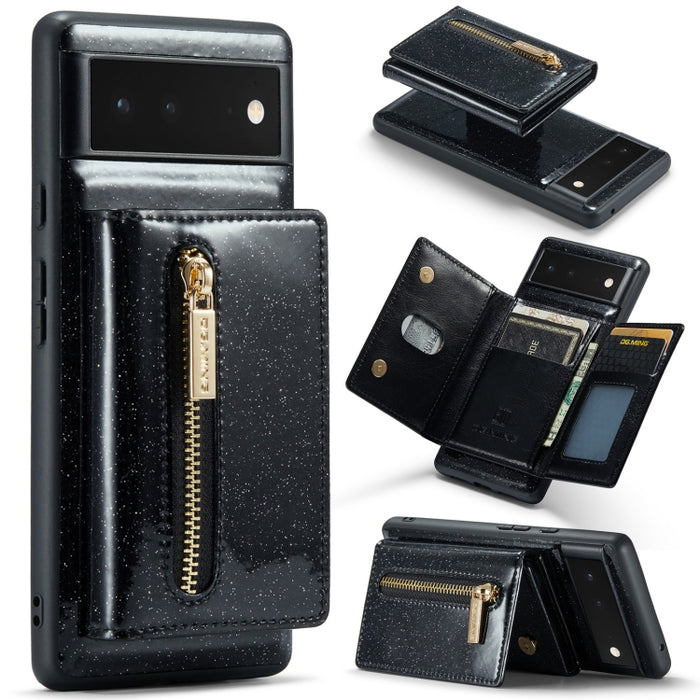 DG.MING M3 Series Glitter Powder Card Bag Leather Case, For Google Pixel 6, For Samsung Galaxy S20 FE, For iPhone 11 Pro, For Samsung Galaxy S21 5G, For iPhone 11 Pro Max, For Samsung Galaxy S21 Ultra 5G