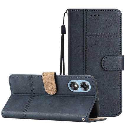 Business Style Cowhide Texture Leather Phone Case, For OPPO A17