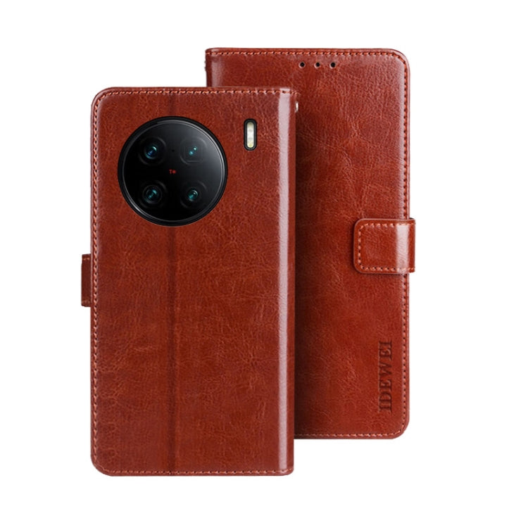 idewei Crazy Horse Texture Leather Phone Case, For vivo X90, For vivo X90 Pro, For vivo X90 Pro+