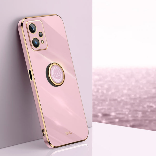 XINLI Straight Edge 6D Electroplate TPU Phone Case with Ring Holder, For Realme 9 Pro, For Realme C20, For Realme C21Y