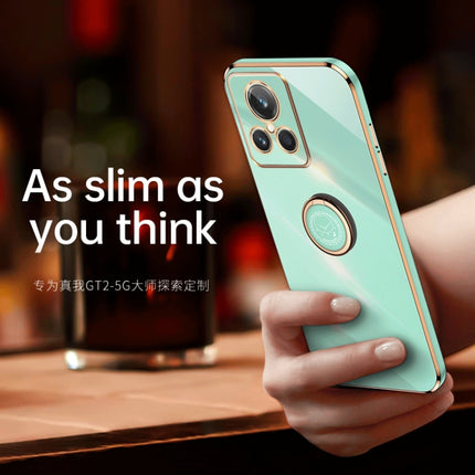 XINLI Straight Edge 6D Electroplate TPU Phone Case with Ring Holder, For Realme C30, For Realme C31, For Realme C33 4G