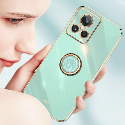 XINLI Straight Edge 6D Electroplate TPU Phone Case with Ring Holder, For Realme C30, For Realme C31, For Realme C33 4G