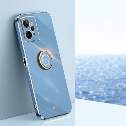 XINLI Straight Edge 6D Electroplate TPU Phone Case with Ring Holder, For Realme C30, For Realme C31, For Realme C33 4G