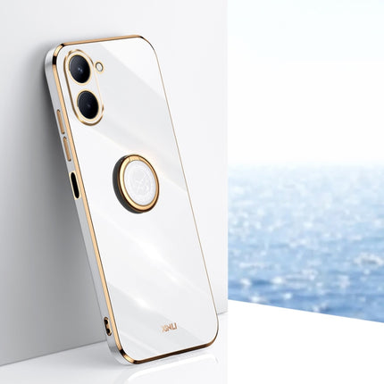 XINLI Straight Edge 6D Electroplate TPU Phone Case with Ring Holder, For Realme C30, For Realme C31, For Realme C33 4G
