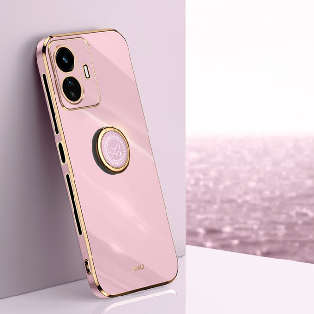 XINLI Straight Edge 6D Electroplate TPU Phone Case with Ring Holder, For vivo Y77 5G Global