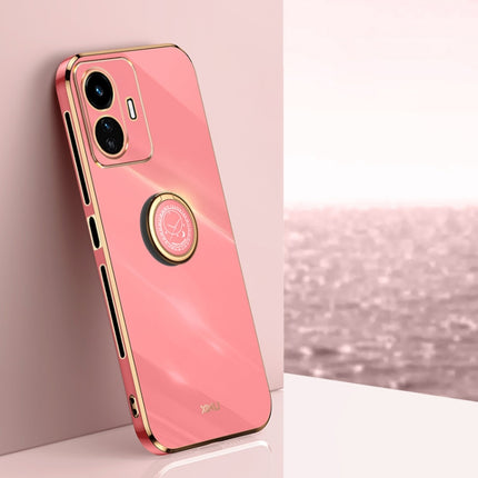 XINLI Straight Edge 6D Electroplate TPU Phone Case with Ring Holder, For vivo Y77 5G Global