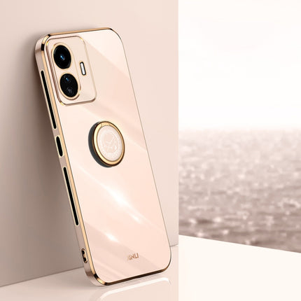 XINLI Straight Edge 6D Electroplate TPU Phone Case with Ring Holder, For vivo Y77 5G Global