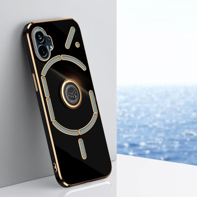 XINLI Straight Edge 6D Electroplate TPU Phone Case with Ring Holder, For OnePlus Ace Pro, For Nothing Phone 1