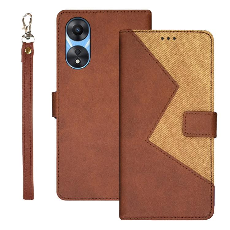 idewei Two-color Splicing Leather Phone Case, For OPPO A58 5G, For OPPO A77s, For Oukitel C19 Pro