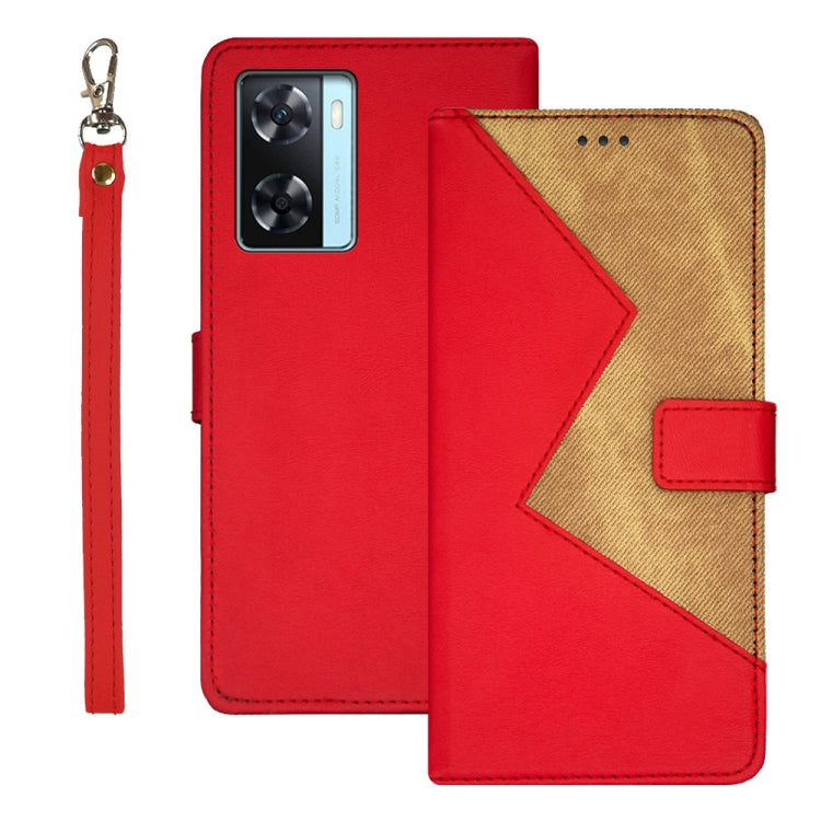 idewei Two-color Splicing Leather Phone Case, For OPPO A58 5G, For OPPO A77s, For Oukitel C19 Pro