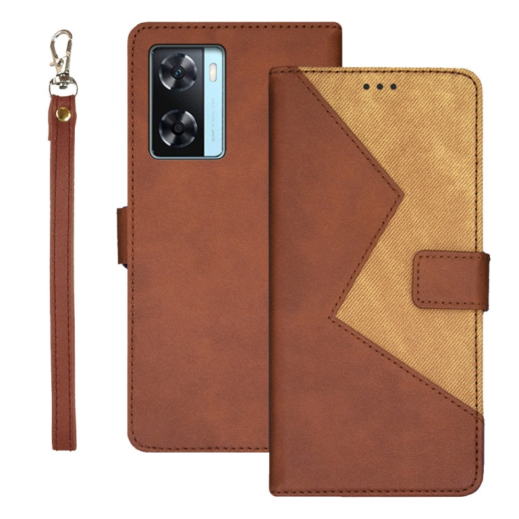 idewei Two-color Splicing Leather Phone Case, For OPPO A58 5G, For OPPO A77s, For Oukitel C19 Pro