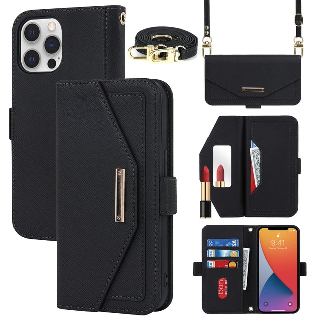 Cross Texture Lanyard Leather Phone Case, For iPhone 13 Pro Max, For iPhone 13 Pro, For iPhone 13 mini, For iPhone 12 Pro Max
