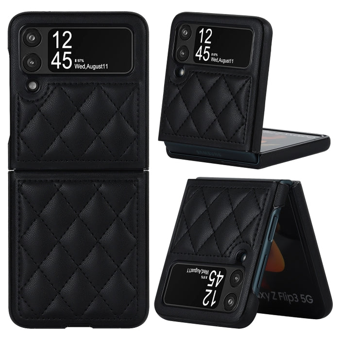 Rhombic Microfiber Folding Phone Case, For Samsung Galaxy Z Flip3