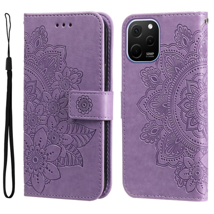 7-petal Flowers Embossing Leather Phone Case, For Huawei nova Y61, For Realme 10 4G Global, For Realme 10 Pro 5G, For Realme 10 Pro+ 5G