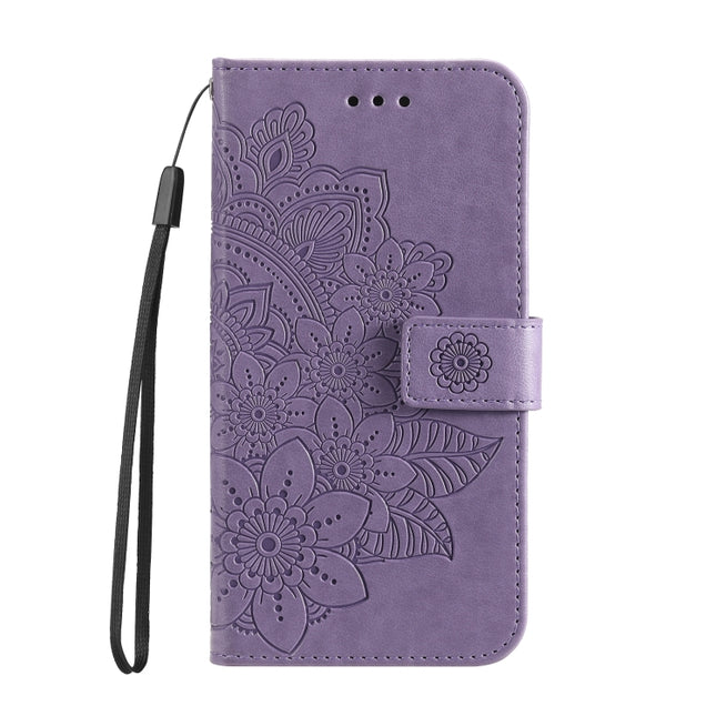 7-petal Flowers Embossing Leather Phone Case, For Huawei nova Y61, For Realme 10 4G Global, For Realme 10 Pro 5G, For Realme 10 Pro+ 5G