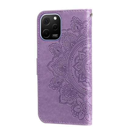 7-petal Flowers Embossing Leather Phone Case, For Huawei nova Y61, For Realme 10 4G Global, For Realme 10 Pro 5G, For Realme 10 Pro+ 5G