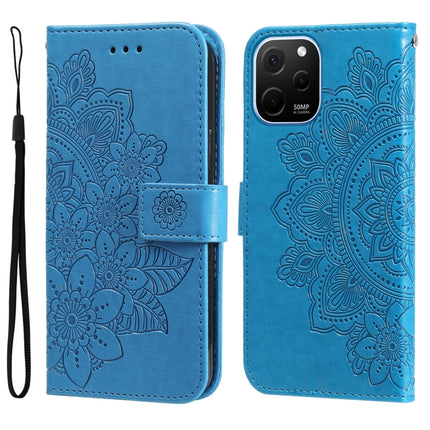 7-petal Flowers Embossing Leather Phone Case, For Huawei nova Y61, For Realme 10 4G Global, For Realme 10 Pro 5G, For Realme 10 Pro+ 5G