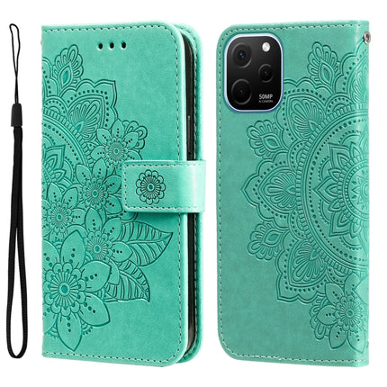 7-petal Flowers Embossing Leather Phone Case, For Huawei nova Y61, For Realme 10 4G Global, For Realme 10 Pro 5G, For Realme 10 Pro+ 5G