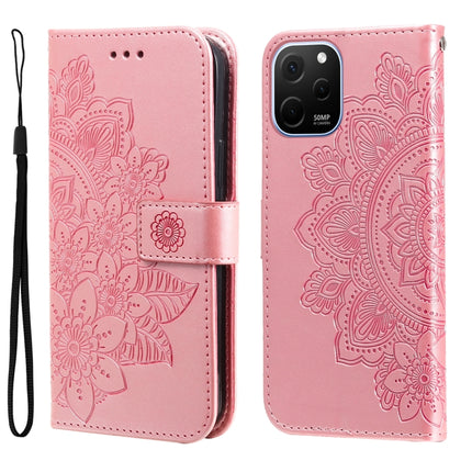 7-petal Flowers Embossing Leather Phone Case, For Huawei nova Y61, For Realme 10 4G Global, For Realme 10 Pro 5G, For Realme 10 Pro+ 5G