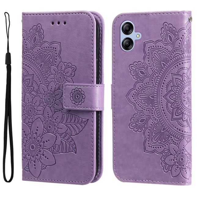 7-petal Flowers Embossing Leather Phone Case, For Samsung Galaxy A04e, For Samsung Galaxy A34 5G