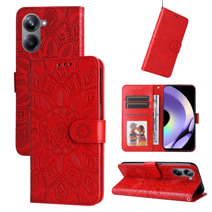 Embossed Sunflower Leather Phone Case, For Huawei nova Y61, For Realme 10 4G Global, For Realme 10 Pro 5G, For Realme 10 Pro+ 5G