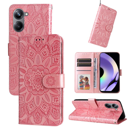Embossed Sunflower Leather Phone Case, For Huawei nova Y61, For Realme 10 4G Global, For Realme 10 Pro 5G, For Realme 10 Pro+ 5G