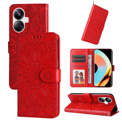 Embossed Sunflower Leather Phone Case, For Huawei nova Y61, For Realme 10 4G Global, For Realme 10 Pro 5G, For Realme 10 Pro+ 5G