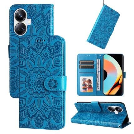 Embossed Sunflower Leather Phone Case, For Huawei nova Y61, For Realme 10 4G Global, For Realme 10 Pro 5G, For Realme 10 Pro+ 5G