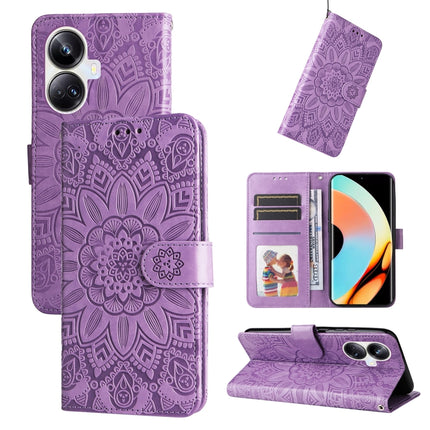 Embossed Sunflower Leather Phone Case, For Huawei nova Y61, For Realme 10 4G Global, For Realme 10 Pro 5G, For Realme 10 Pro+ 5G
