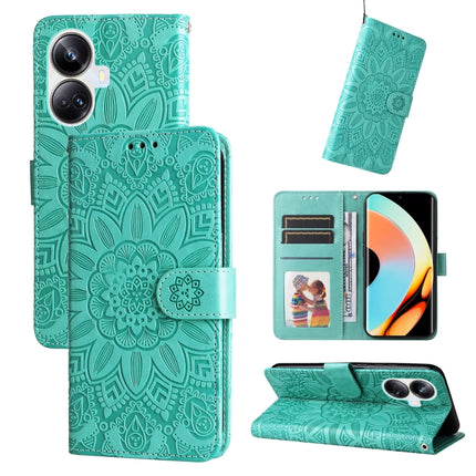 Embossed Sunflower Leather Phone Case, For Huawei nova Y61, For Realme 10 4G Global, For Realme 10 Pro 5G, For Realme 10 Pro+ 5G