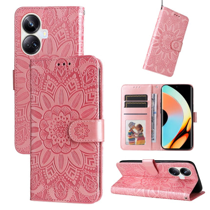 Embossed Sunflower Leather Phone Case, For Huawei nova Y61, For Realme 10 4G Global, For Realme 10 Pro 5G, For Realme 10 Pro+ 5G