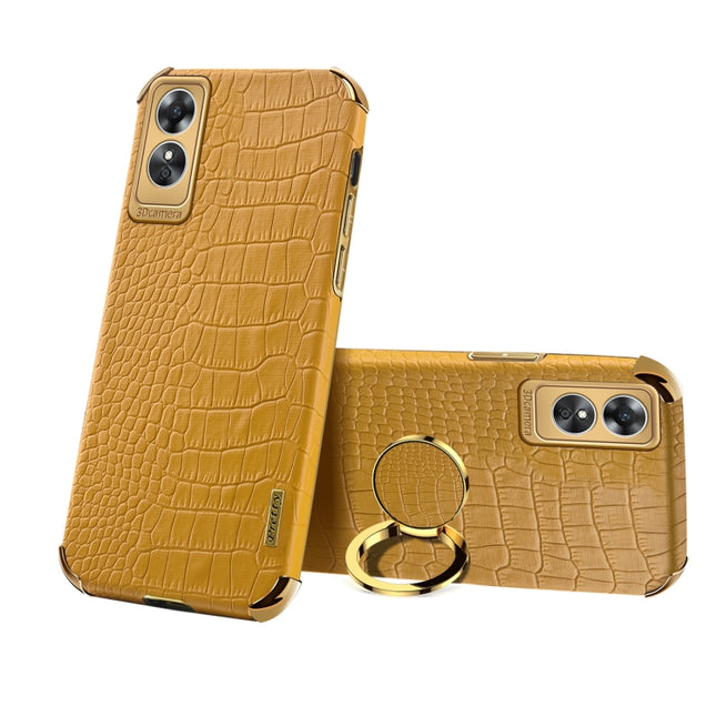6D Electroplating Crocodile Texture Phone Case With Holder, For OPPO A17, For Realme C21Y, For Realme C33, For OPPO Reno8 Pro+