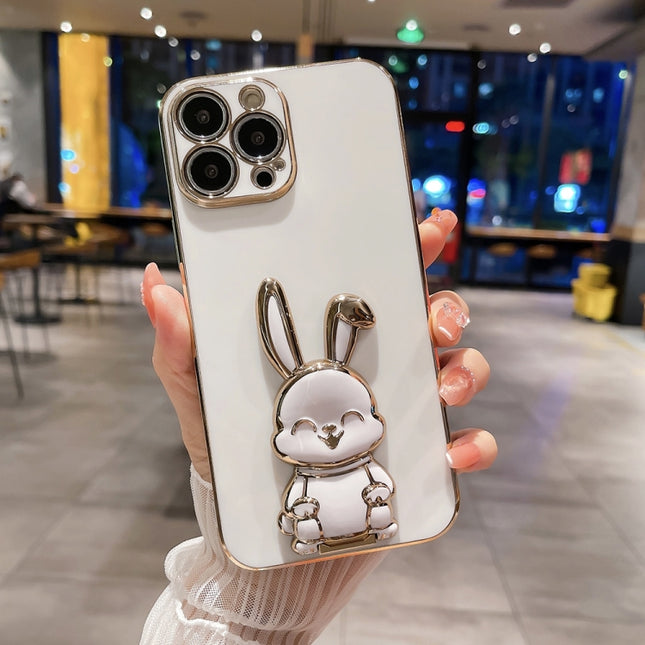 Plating Rabbit Holder Phone Case, For iPhone 14, For iPhone 14 Plus, For iPhone 14 Pro