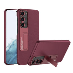 GKK Plain Leather Shockproof Phone Case with Holder, For Samsung Galaxy S23 5G, For Samsung Galaxy S23+ 5G, For Samsung Galaxy S23 Ultra 5G