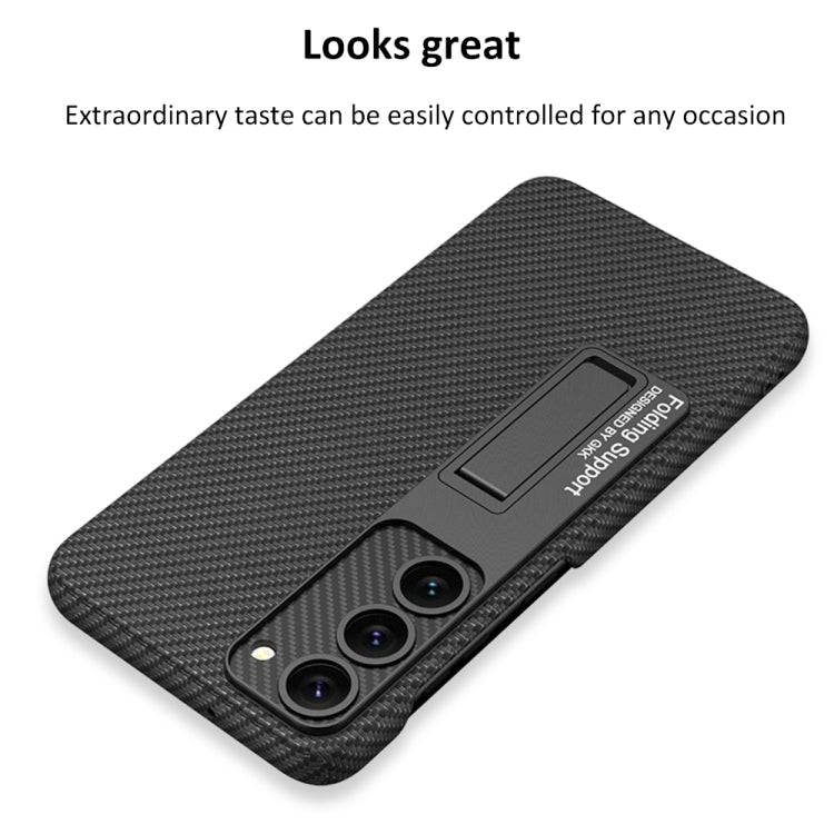 GKK Plain Leather Shockproof Phone Case with Holder, For Samsung Galaxy S23 5G, For Samsung Galaxy S23+ 5G, For Samsung Galaxy S23 Ultra 5G