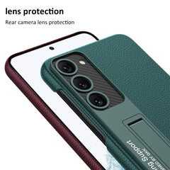 GKK Plain Leather Shockproof Phone Case with Holder, For Samsung Galaxy S23 5G, For Samsung Galaxy S23+ 5G, For Samsung Galaxy S23 Ultra 5G