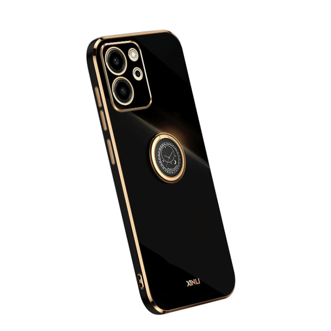 XINLI Straight Edge Electroplate TPU Phone Case with Ring, For Honor 80 SE 5G