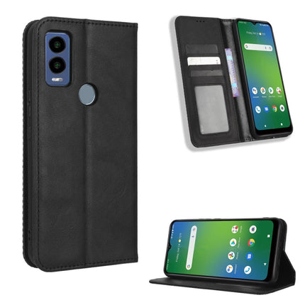 Magnetic Buckle Retro Texture Leather Phone Case, For Cricket Debut Smart, For Cricket Icon 4, For Cricket Innovate E 5G, For OPPO A1 Pro, For Realme 10 4G, For Realme 10 Pro